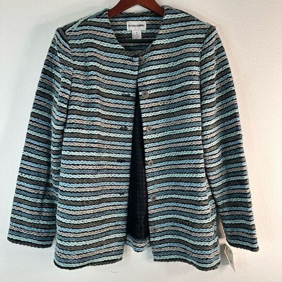 Vintage Alfred Dunner Woven Tapestry Boho Striped Blazer Womens 8 NWT Deadstock - Picture 1 of 8